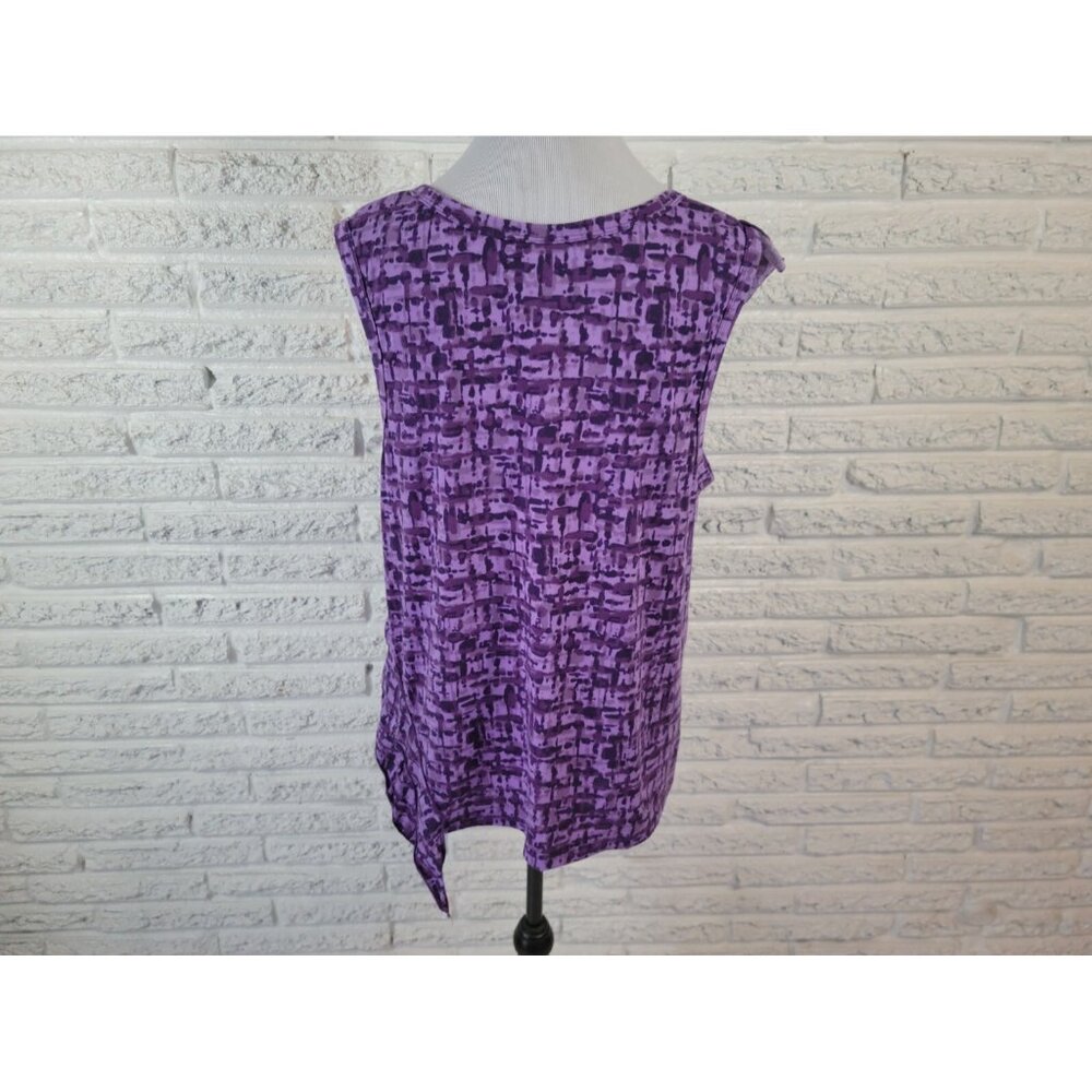 Beverly Drive Plus 16W/18W Purple Watercolor Sleeveless Ruffle Blouse WAT86XE - Picture 5 of 7